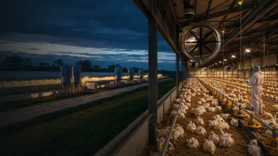 Aviário com ventilação e área de criação