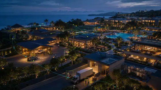 Resort com piscinas e áreas comuns