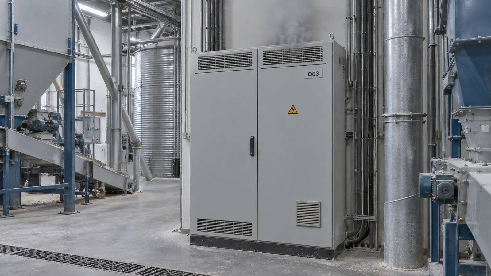 Reconstrução ilustrativa de fumaça saindo da ventilação de um painel elétrico.