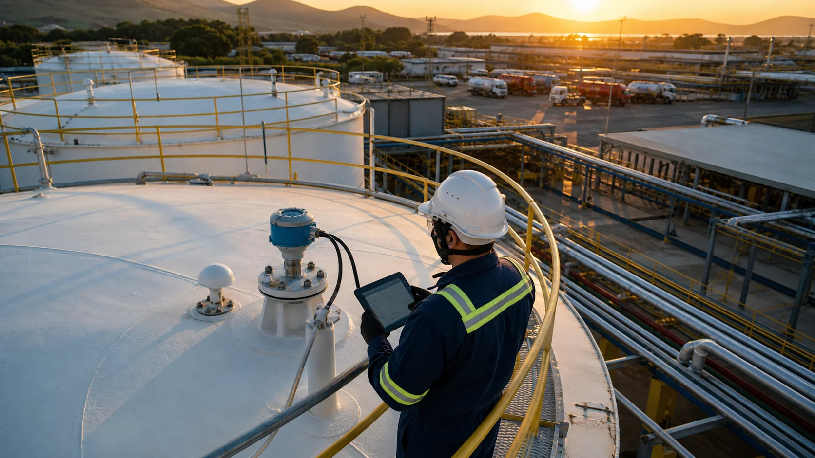 Tanques de uma base TRR acompanhados por sensores e inteligência artificial